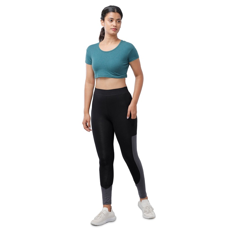 Women’s Co-Ords Sets (Top&Bottom) Green Melange & Black