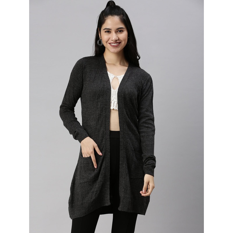 Womens Regular Length Shrug Solid Acrylic Black