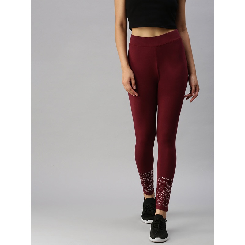 Ladies Active Wear Leggings Wine