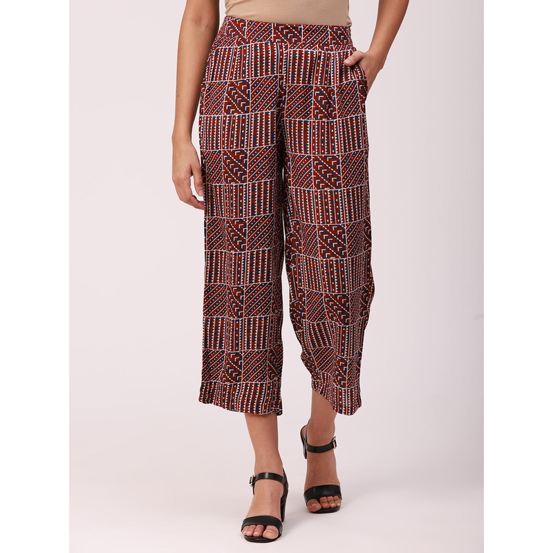 Ladies Printed Palazzo Maroon|S|M|L|XL|XXL|3XL|Maroon|LWBCPZAOF14182007