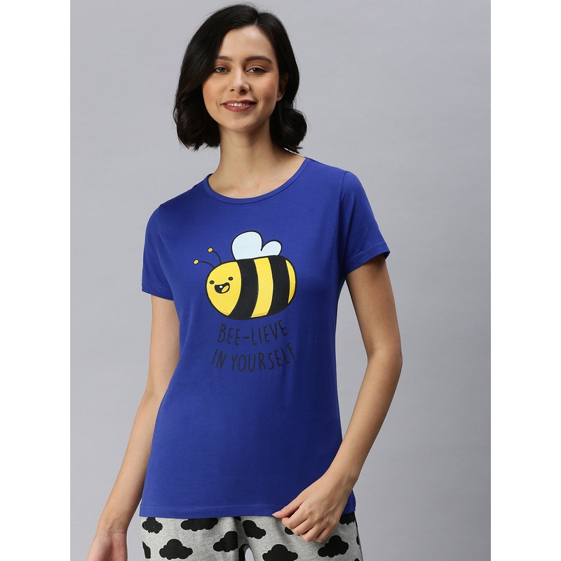 Ladies Printed Pyjama Set Bluing