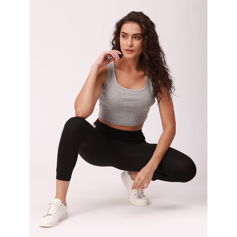 Ladies Rib Crop Top Grey|S|M|L|XL|XXL|Grey|LKTCTSOF14021033