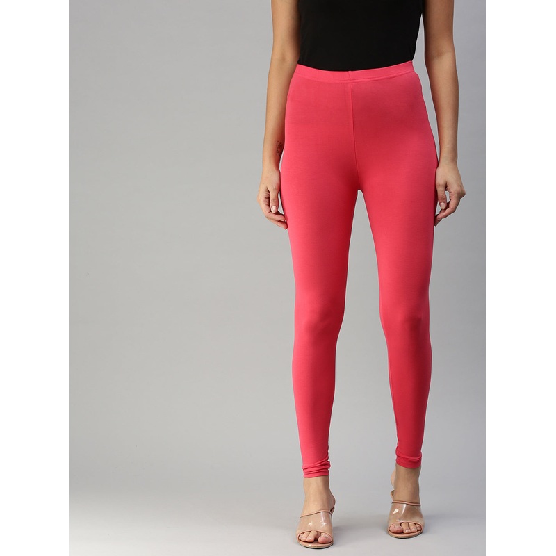 Ladies Superior Ankle Length Leggings Coral Solid Viscose