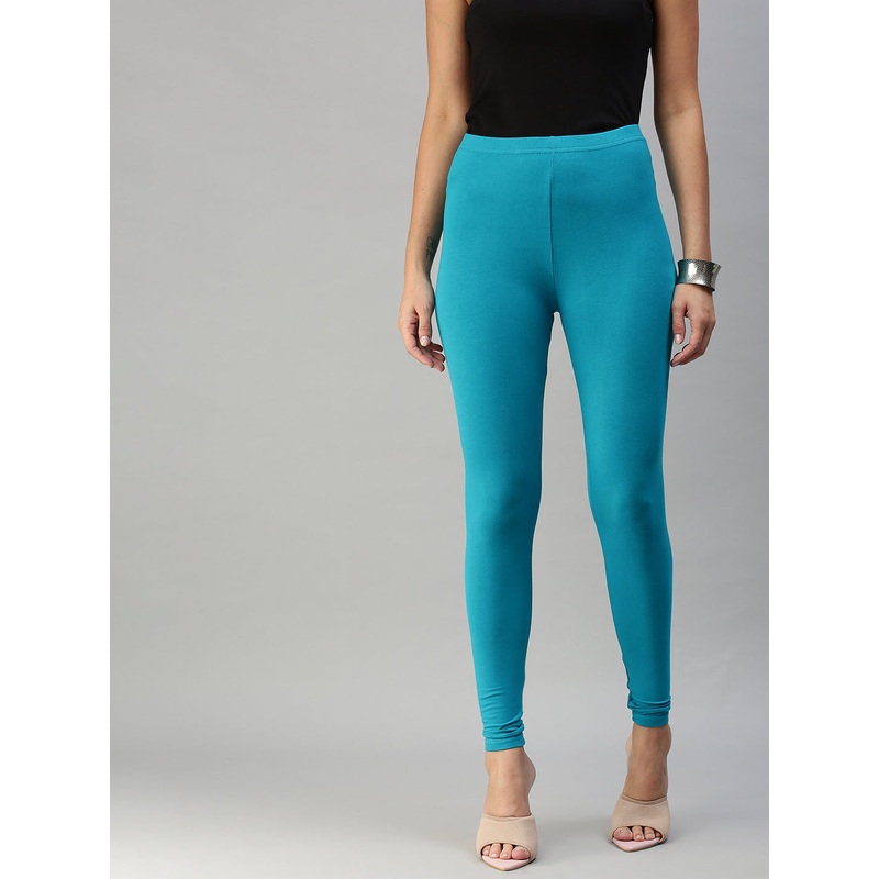 Ladies Superior Ankle Length Leggings Teal Solid Viscose.