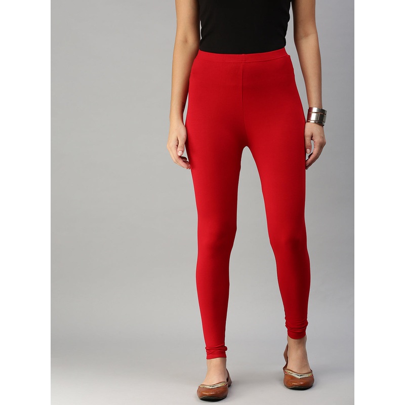 Ladies Superior Ankle Length Leggings True Red Solid Viscose