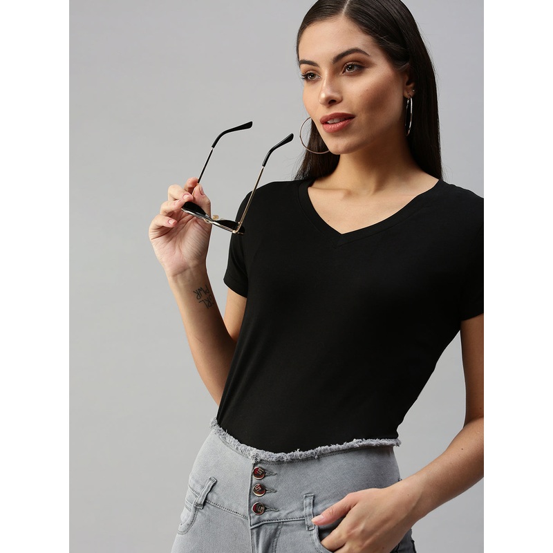 Ladies T-shirt Half Sleeve-Black