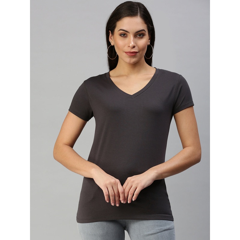 Ladies T-shirt Half Sleeve-Dark Grey