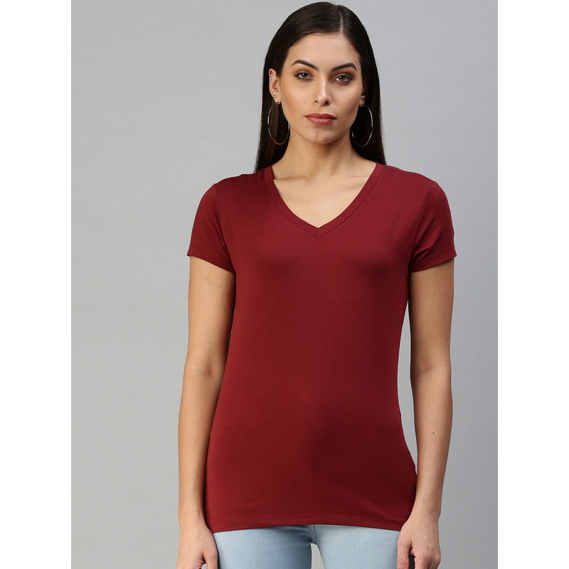 Ladies T-shirt Half Sleeve-Maroon
