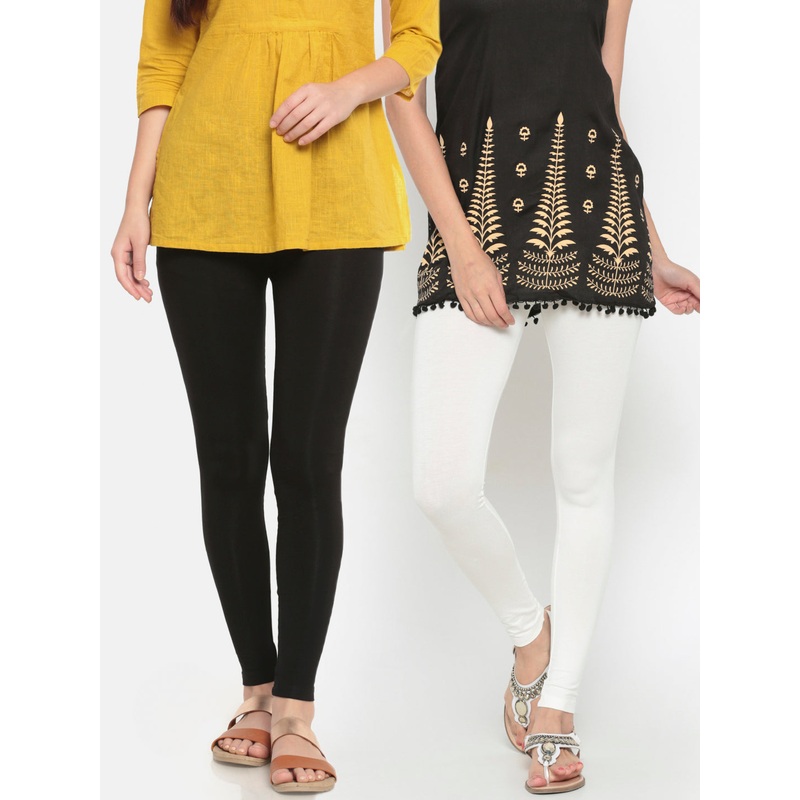 Pack of 2  Ladies Superior Ankle Leggings Black&Owhiteff