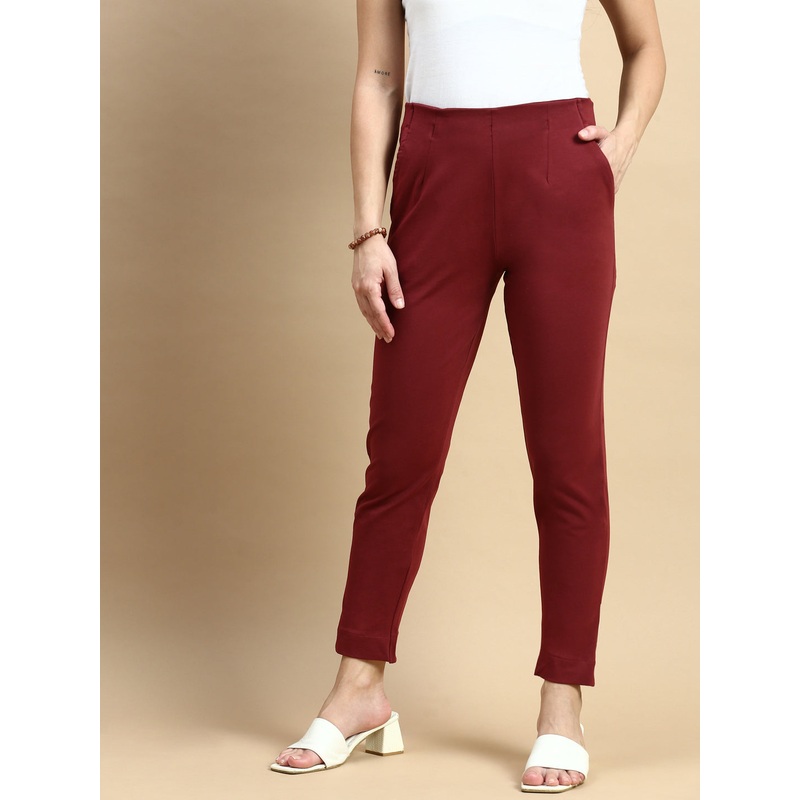Super Stretch Kurti Pant-Maroon