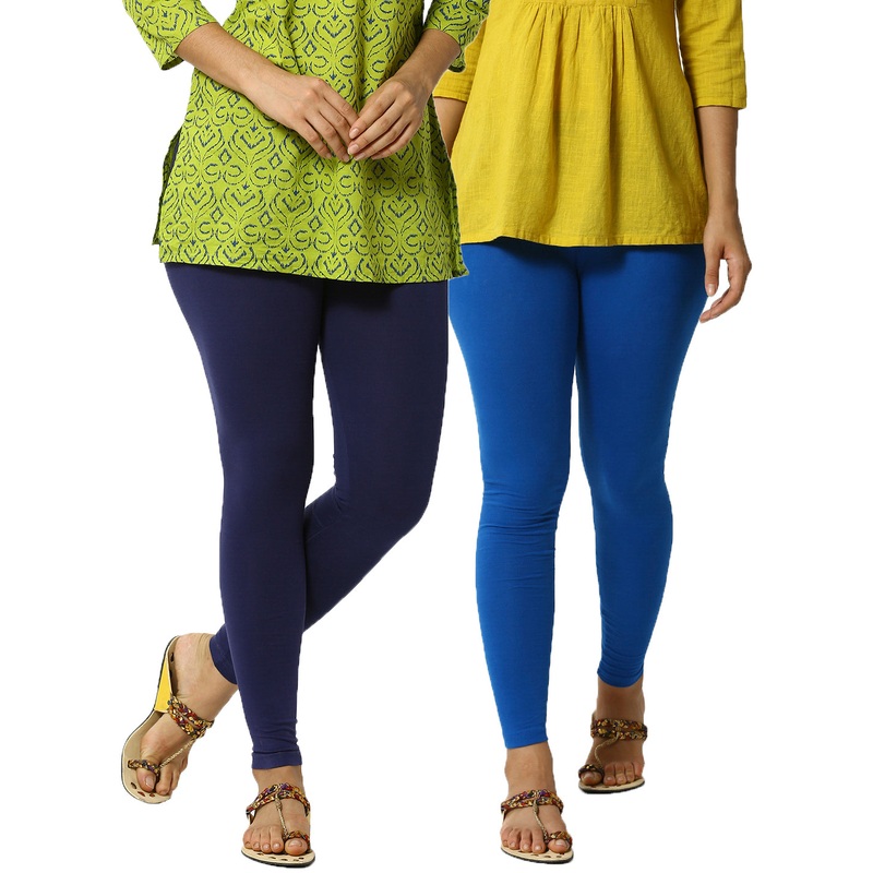 Superior Ankle Length Leggings Combo Pack of 2 Navy Blue&Cobalt