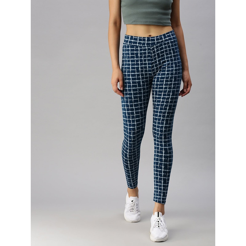 Women’s Ankle Length Leggings Solid Cotton Blue Opal