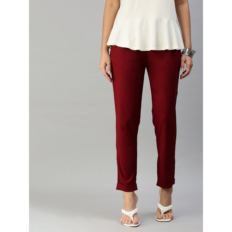 Women’s Cigarette Pant Maroon|S|M|L|XL|XXL|3XL|Maroon|LWBCPSOWC3014007