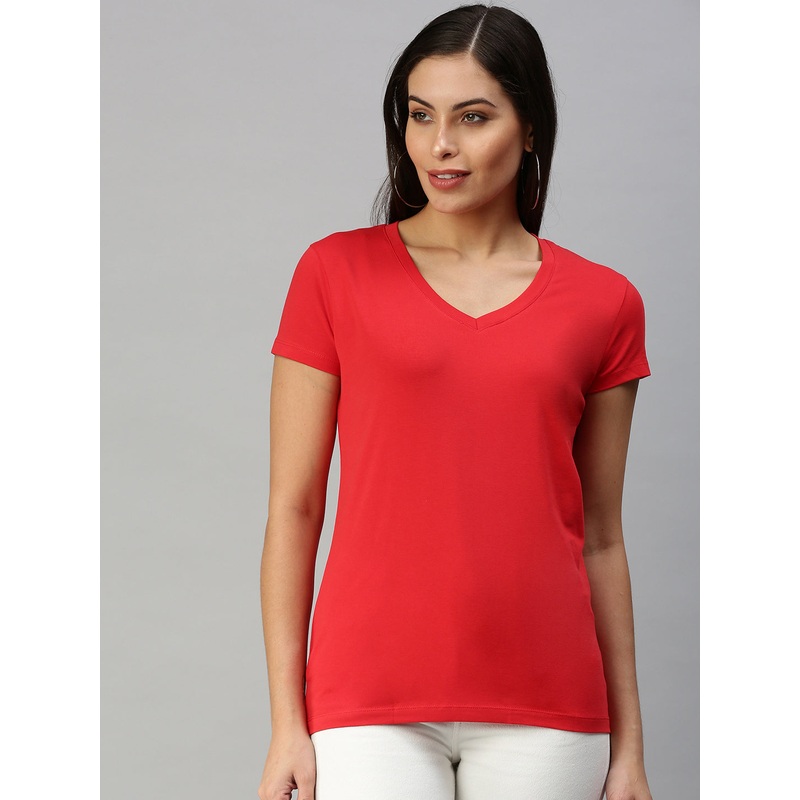 Women’s Half Sleeve Top Red|S|M|L|XL|XXL|Red|LKTHSSOC1063010