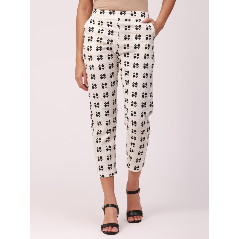 Women’s Printed Cigarette Pant Offwhite
