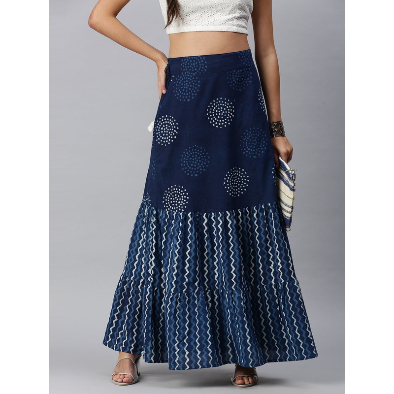 Women’s Printed Skirt Indigo|S|M|L|XL|XXL|3XL|Indigo|LWBSKAOF14122315