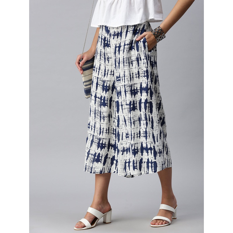 Womens Printed Culottes Indigo