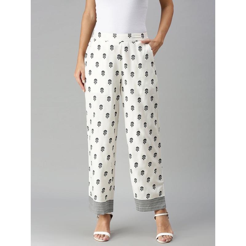 De Moza Ladies Printed Palazzo Natural