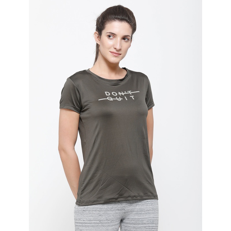 Ladies Active Wear T-Shirt Olive Green