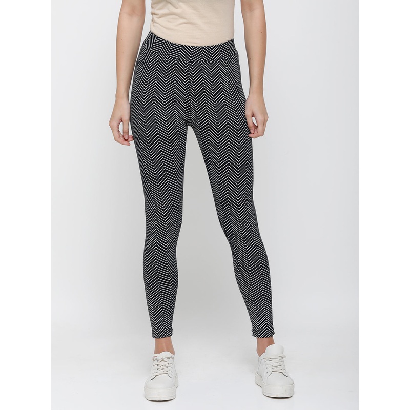 Ladies Ankle Length Leggings Solid Cotton Caviar
