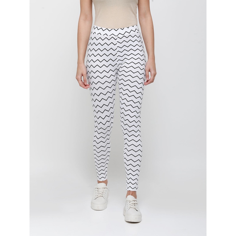 Ladies Ankle Length Leggings Solid Cotton White