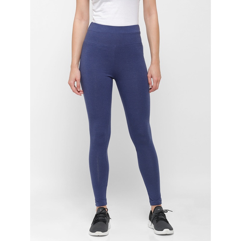 Ladies Printed Active Wear Leggings Blue Melange