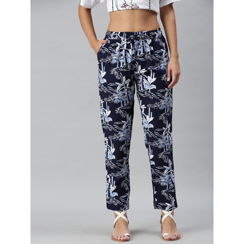 Ladies Printed Lounge Pant Rayon Blue