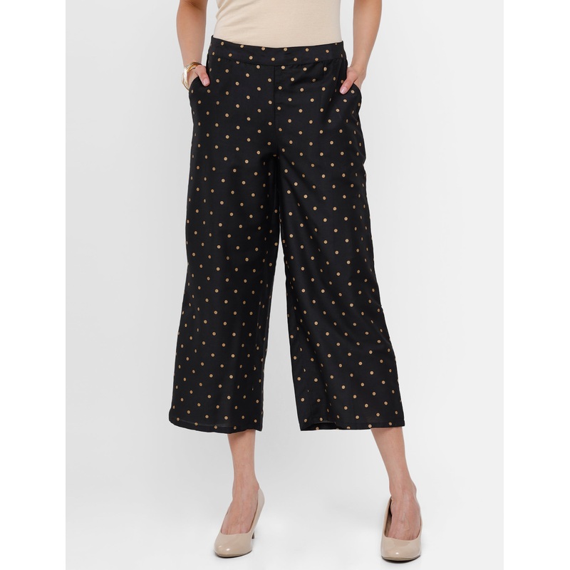 Ladies Printed Palazzo Black|S|M|L|XL|XXL|Black|LWBPZSOF13044002