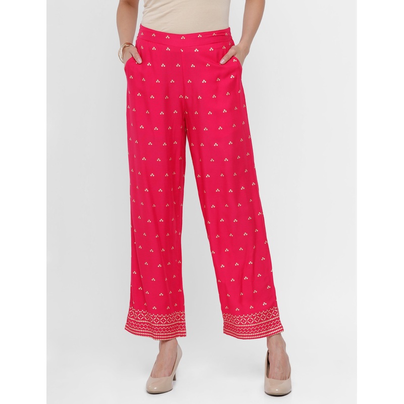 Ladies Printed Palazzo Fuchsia
