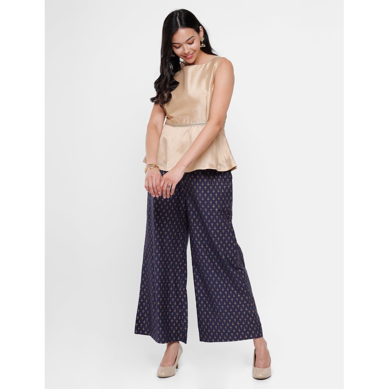 Ladies Printed Palazzo Navy Blue