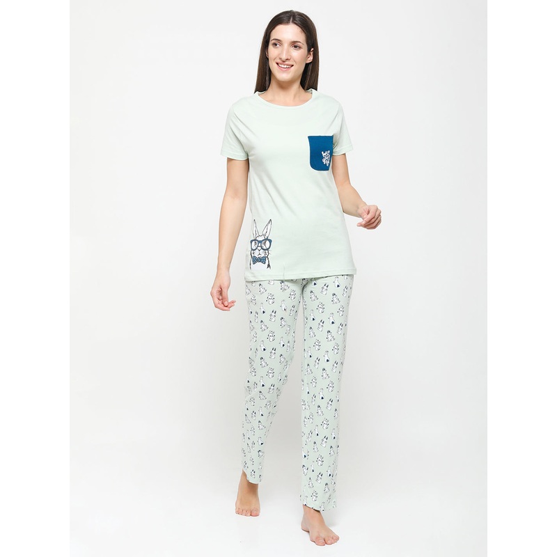 Ladies Printed Pyjama Set Spray