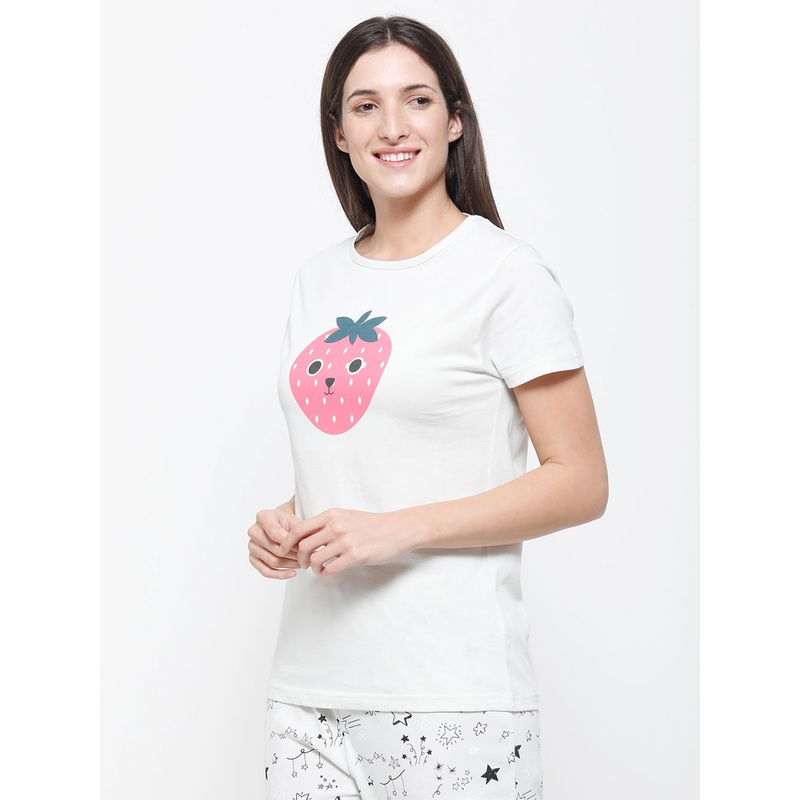 Ladies Printed Pyjama Set Vaporous Grey