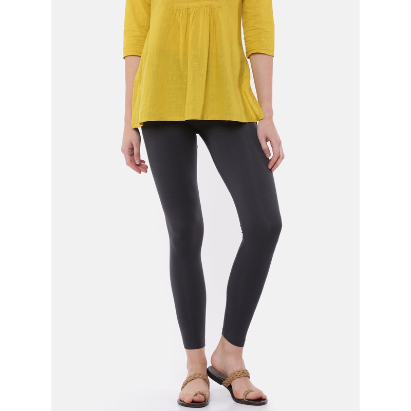 Ladies Superior Ankle Length Leggings Dark Grey Solid Viscose