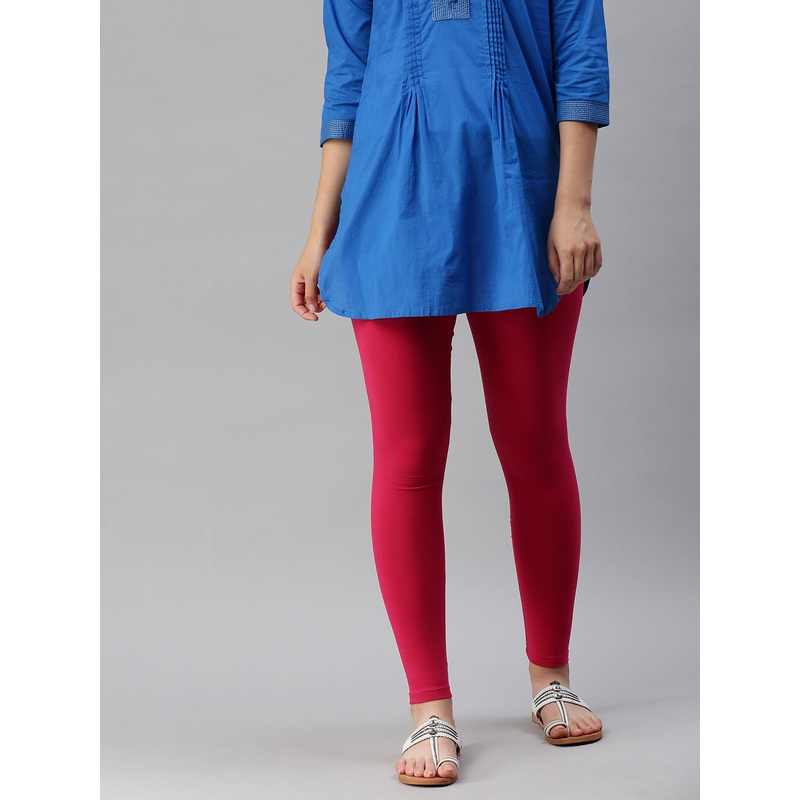 Ladies Superior Ankle Length Leggings Fuchsia Solid Viscose