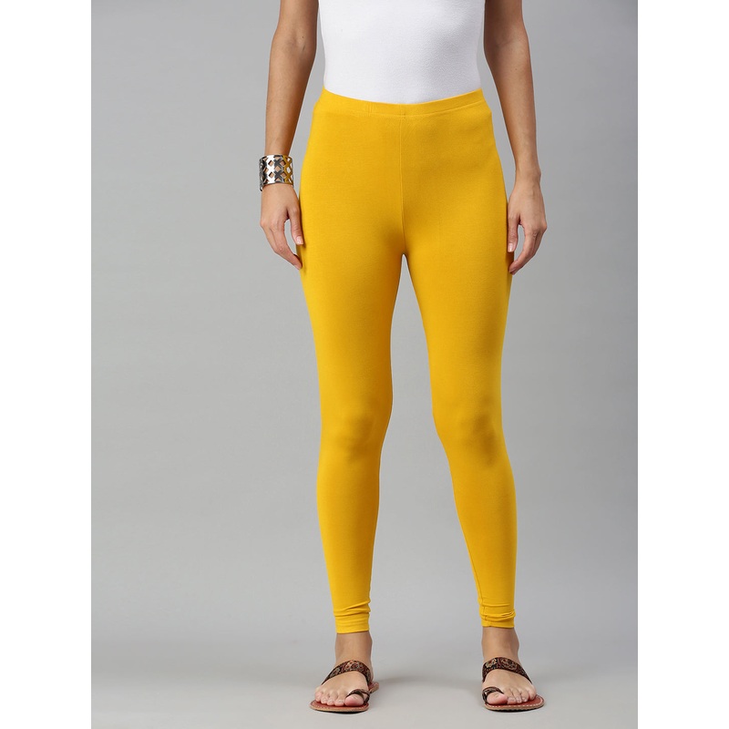 Ladies Superior Ankle Length Leggings Mustard Solid Viscose