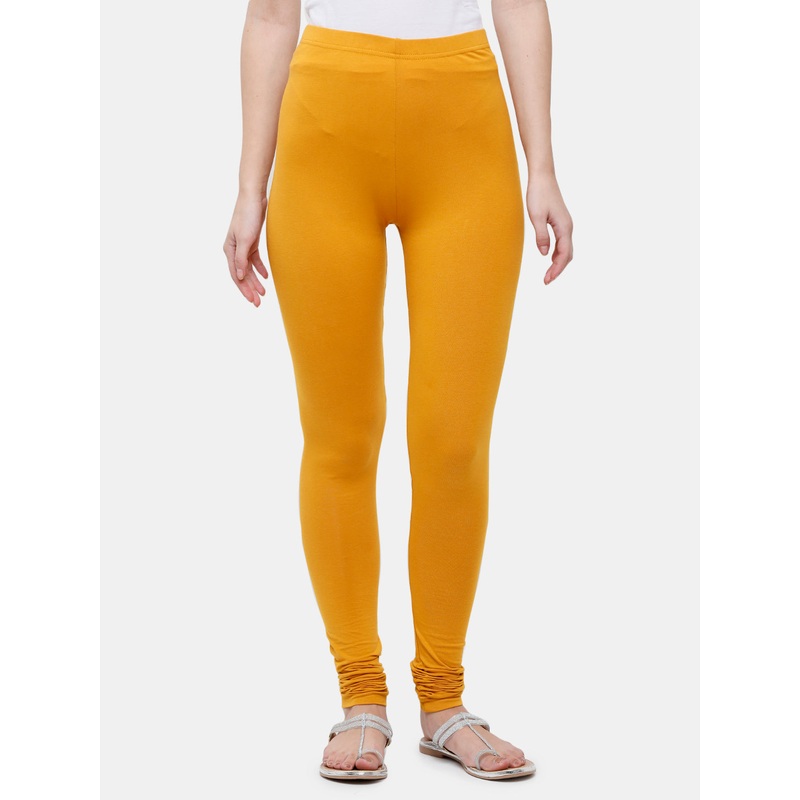 Ladies Superior Chudidhar Leggings Dark Mustard Solid Cotton