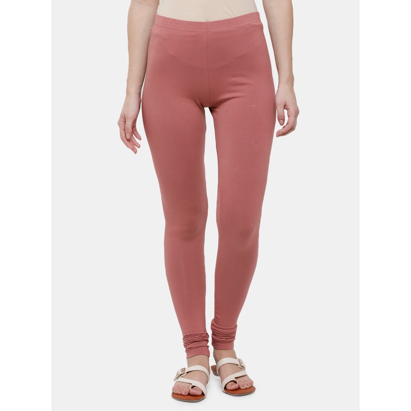 Ladies Superior Chudidhar Leggings Dark Peach Solid Cotton