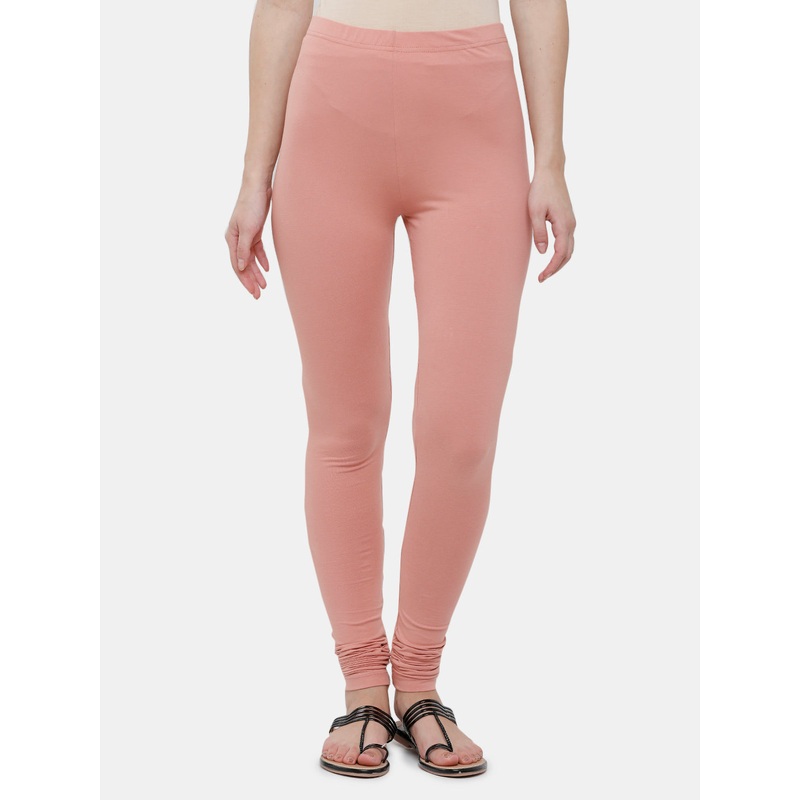 Ladies Superior Chudidhar Leggings Light Peach Solid Cotton