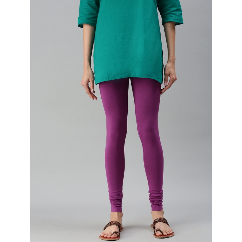 Ladies Superior Chudidhar Leggings Light Purple Solid Cotton
