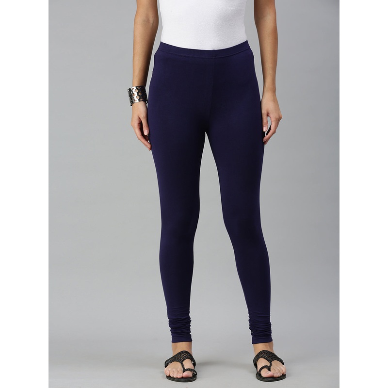 Ladies Superior Chudidhar Leggings Navy Blue Solid Cotton