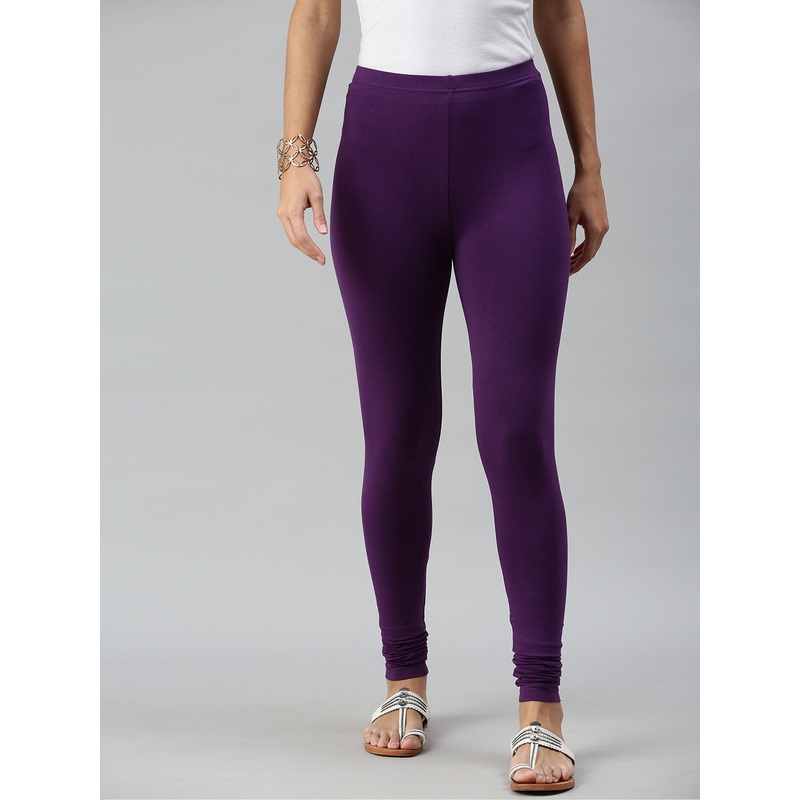 Ladies Superior Chudidhar Leggings  Purple Solid Cotton Purple