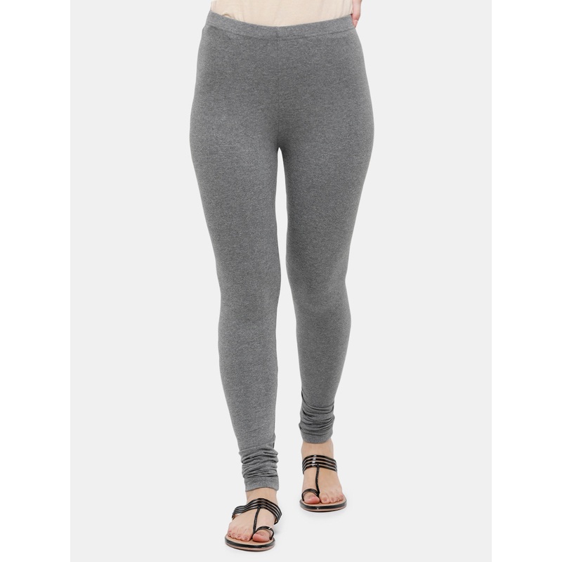 Women Chudidhar Leggings Anthra Melange Solid Cotton