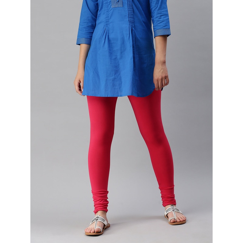 Women’s Chudidhar Leggings Dark Coral Solid Cotton
