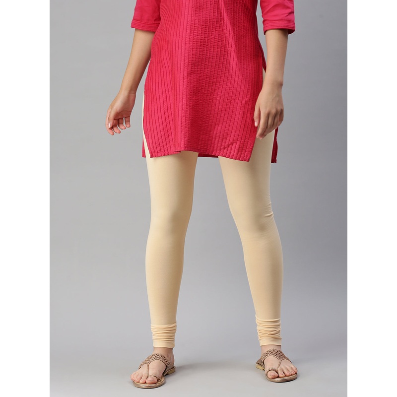 Women’s Chudidhar Leggings Ivory Solid Cotton