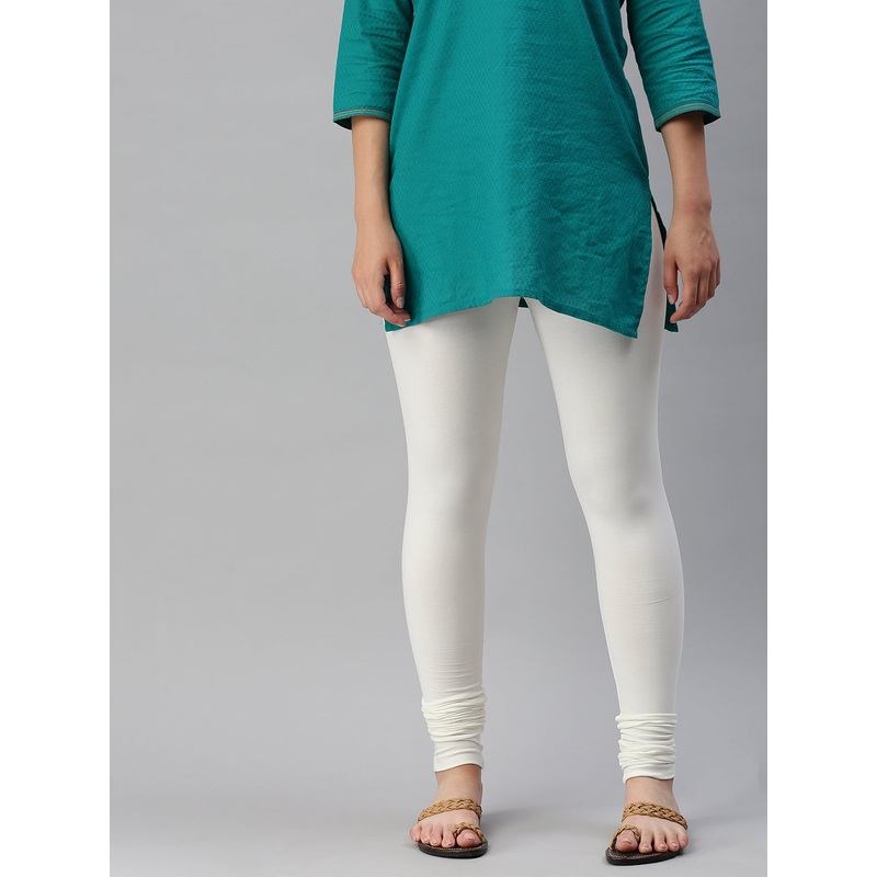 Women’s Chudidhar Leggings Offwhite Solid Cotton