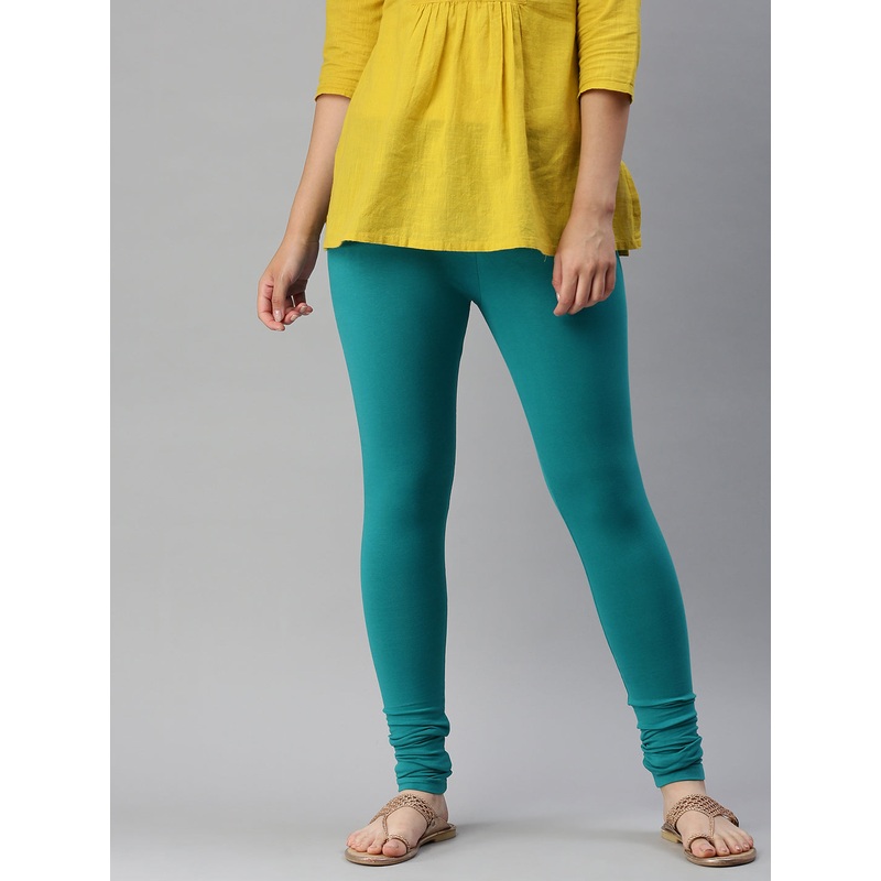 Women’s  Chudidhar Leggings Sea Green Solid Cotton