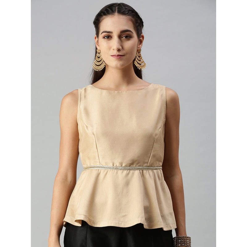 Womens Peplum Top Beige|S|M|L|XL|XXL|Beige|LWTPTSOF13096001