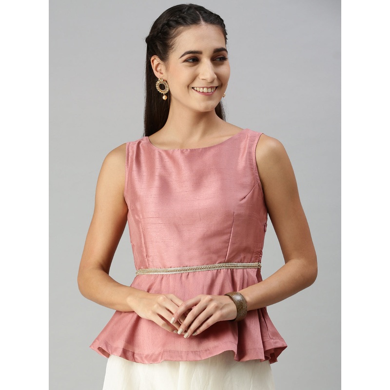 Womens Peplum Top Rose Pink|S|M|L|XL|XXL|Rose Pink|LWTPTSOF13096131