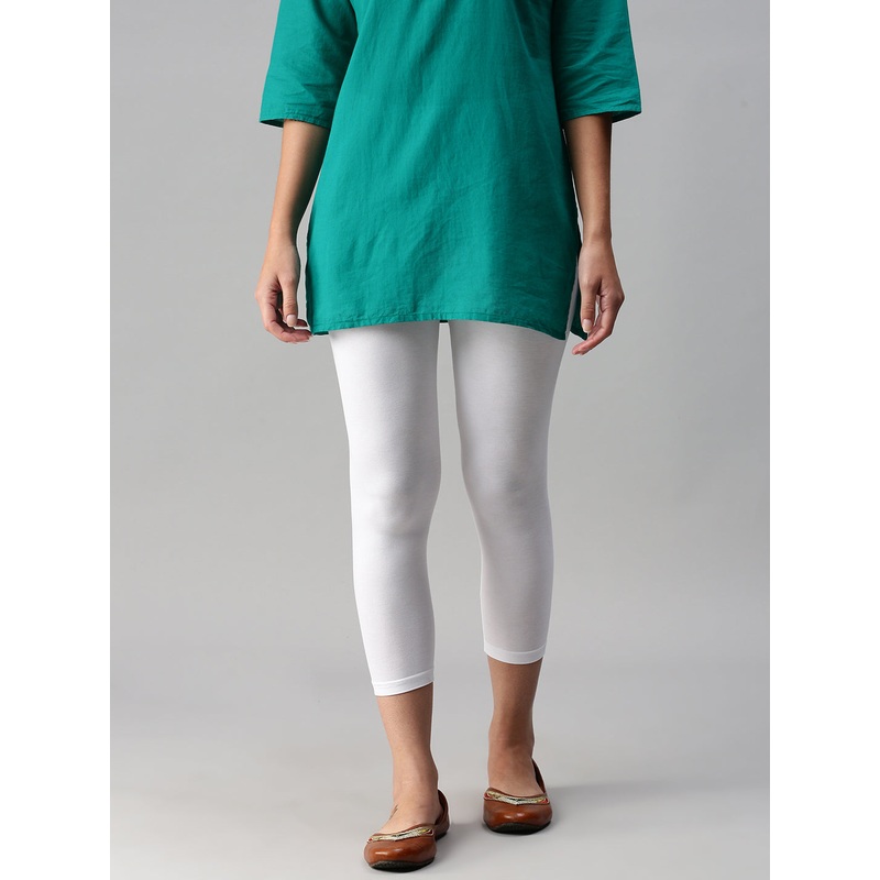 3/4th Leggings-White|White|S|M|L|XL|XXL|3XL|4XL|LLG3LSOPC2010011