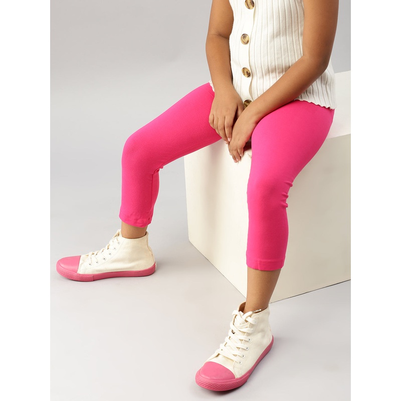 Girls 3/4th Leggings Fuchsia|2-3Yrs|4-5Yrs|6-7Yrs|8-9Yrs|10-11Yrs|12-13Yrs|14-15Yrs|16-17Yrs|Fuchsia|KGLG3LSOC2018030